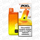 PIXL 8000 Prefilled Pod Kit in orange with packaging, featuring 8000 puffs and 2% nicotine strength, TPD compliant.