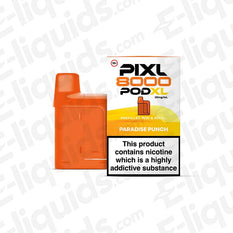 PIXL 8000 Pod XL Paradise Punch flavor with nicotine warning label.
