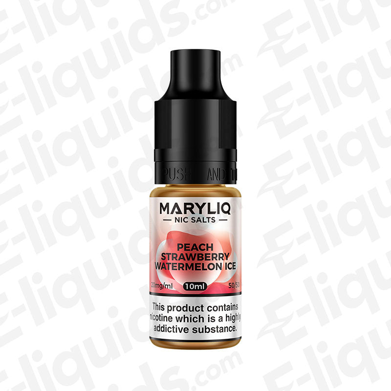 Peach Strawberry Watermelon Ice Nic Salt Vape Juice by Maryliq