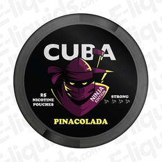 CUBA Pinacolada Ninja Nicotine Pouches can featuring ninja logo and bold text, 25 strong pouches.
