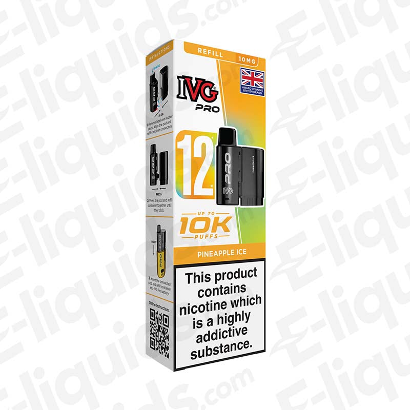 ivg pro 12 pods 10mg IVG Pro 12 10mg Pineapple Ice Prefilled Pod