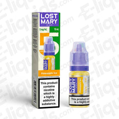 Lost Mary Nic Salt Vape Juice Pineapple Ice 10ml bottle with 5mg strength for pod kits and starter kits.