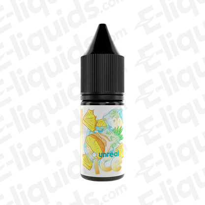 Pineapple Ice Nic Salt E-liquid by Unreal in a 10ml bottle with fruity design and refreshing flavor.