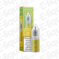 Bottle of Pineapple Passion Lime Nic Salt E-liquid by Pod Salt Nexus in a 10ml size with vibrant packaging.
