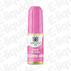 Pink Bubba Nic Salt E-liquid by Bar Juice 5000 in a 10ml bottle, featuring a vibrant pink cap and label.