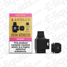 Gold Bar Apollo Pink Burst Tank & Refill Pods featuring 20mg Nic Salts and Capsule Click Technology.