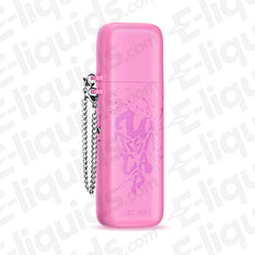 Lost Vape Ursa Cap Vape Pod Kit in pink, pocket-friendly design with chain and dust cap for easy carrying.