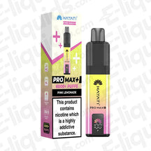 Hayati Pro Max 6K Pink Lemonade Prefilled Pod Kit with 850mAh battery, 2ml pod, and 10ml refill, displayed with packaging.