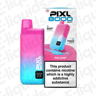 PIXL 8000 Prefilled Pod Kit in pink and blue with packaging, features 10ml tank, 8000 puffs, 20mg nicotine, TPD compliant.