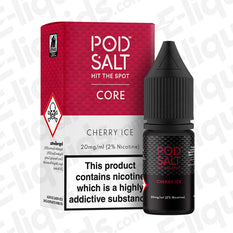Cherry Ice Nic Salt by Pod Salt Core, featuring sweet cherry flavor with a cooling ice finish, 20mg/ml nicotine.