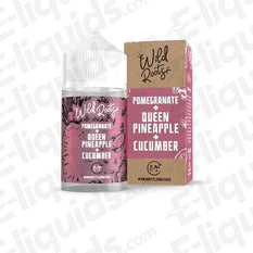Wild Roots Pomegranate Shortfill E-liquid with Queen Pineapple and Cucumber, summer-flavored vape juice in 50ml bottle.
