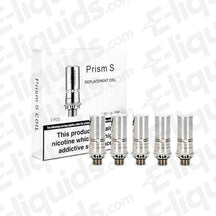 Pack of 5 Innokin Prism S replacement coils for T20S vape tanks, suitable for DTL and MTL vaping, shown with packaging.