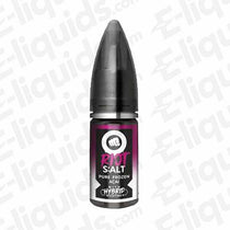 Riot Squad Pure Frozen Acai Black Edition Hybrid Salt E-liquid 10ml bottle with fruity design.