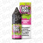 Raspberry Apple Nic Salt E-liquid by Six Licks, 10ml bottle, 50VG/50PG blend, available in 10mg and 20mg nicotine.