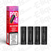 Elf Bar 4-in-1 Red Edition Pre-Filled Vape Pods with Strawberry, Watermelon, and Peach Flavours, 4-pack