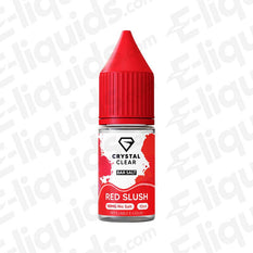 Crystal Clear Bar Salts Red Slush Nic Salt e-liquid bottle, 10mg, fresh watermelon and lime blend.