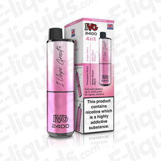 IVG 2400 4-in-1 Rechargeable Pod Kit Retro Edition with 20mg nic salt e-liquid and fast charging capability.