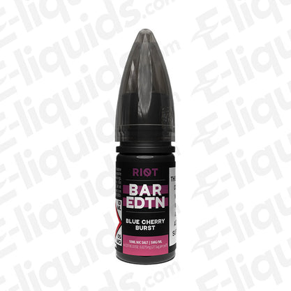 Blue Cherry Burst Bar Edition Nic Salt E-liquid by Riot Squad in a 10ml bottle, designed for MTL vaping.