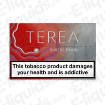 TEREA Riviera Pearl heated tobacco sticks packaging by IQOS with health warning.
