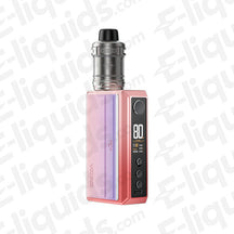 Voopoo Drag 5 Vape Mod Kit in pink with UFORCE-X tank, displaying 80 watts for superior vaping experience.