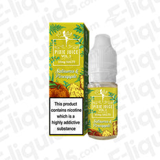 Satsuma Pineapple Vol 2 Nic Salt E-liquid by Pixie Juice in 10mg, featuring tropical flavors and colorful packaging.