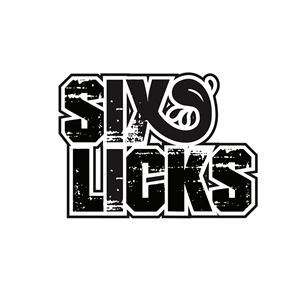 Six Licks logo with distressed text design on a white background.
