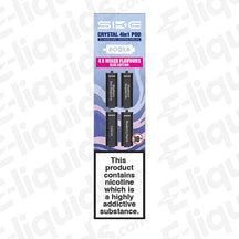 Blue Edition SKE Crystal 4-in-1 vape pods featuring 4 mixed flavours, 2400 puffs, and 8ml capacity.