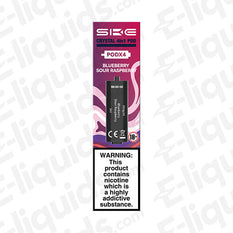 SKE Crystal 4-in-1 Pod Kit Blueberry Sour Raspberry with nicotine warning label.