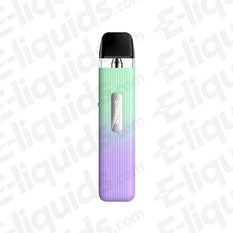 Geekvape Sonder Q Vape Pod Kit in gradient green and purple design, compact and portable for on-the-go vaping.