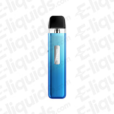 Geekvape Sonder Q Vape Pod Kit in blue, compact design with sleek ribbed texture for on-the-go vaping.