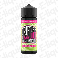 Sour Apple Ice Shortfill E-liquid by Drifter Bar Juice, 100ml bottle with refreshing green and red apple ice flavor.