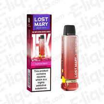 Sparkling Cherry Lost Mary NERA15K Prefilled Pod with 20mg strength for MTL vaping, featuring sweet and sour cherry soda flavor.