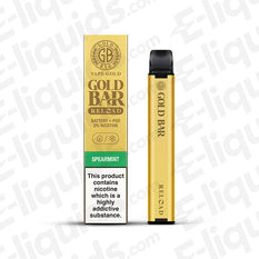Gold Bar Reload Pod Kit with Spearmint flavor, rechargeable battery and pod system for MTL vaping experience.