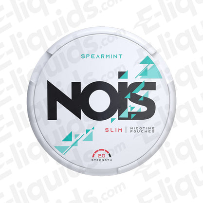 Spearmint Nicotine Pouches by Nois featuring a slim can design with a 20mg strength label.
