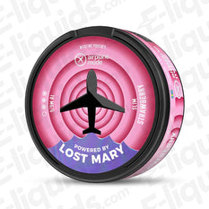 Strawberry Airplane Mode nicotine pouches by Lost Mary, 18mg/g, 20 pouches per can, tobacco-free.