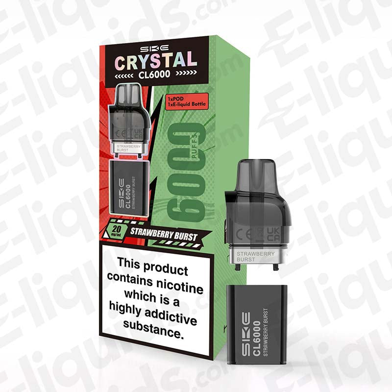 Strawberry Burst SKE Crystal CL6000 Prefilled Vape Pod | E-liquids.com Strawberry Burst SKE Crystal CL6000 Prefilled Vape Pod | E-liquids.com