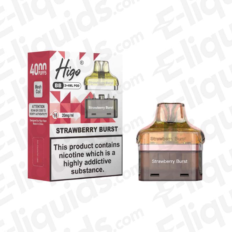 Higo BB 4000 Strawberry Burst Prefilled Pod | E-liquids.com Higo BB 4000 Strawberry Burst Prefilled Pod | E-liquids.com