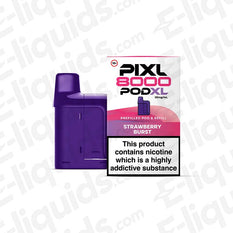 PIXL 8000 Compliant Prefilled Pod with Strawberry Burst flavor, offering up to 8000 puffs with 20mg nicotine strength.