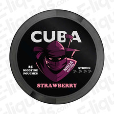 CUBA Strawberry Ninja nicotine pouches can with 25 strong pouches for a satisfying nicotine experience.