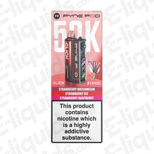 Pyne Pod Click 50K Strawberry Edition Prefilled Pod Kit in pink packaging with strawberry blend.