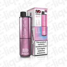 IVG 2400 4-in-1 Rechargeable Pod Kit in strawberry ice flavor, featuring prefilled pods and 1750mAh battery with USB Type-C charging.