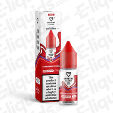 Strawberry Kiwi Nic Salt E-liquid by Crystal Clear Bar, 20mg strength, in a red bottle packaging with a warning label.