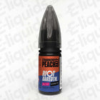Strawberry Peach Razz Bar Edition Nic Salt E-liquid by Riot Squad in a 10ml bottle, featuring vibrant fruit flavors.