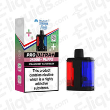Hayati Pro Ultra+ 25K Strawberry Watermelon Prefilled Pod box and pod with 25000+ puffs.