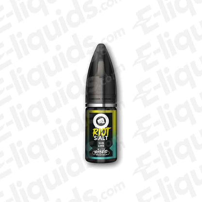 Bottle of Sub-Lime Hybrid Salt E-liquid by Riot Squad, 10ml, featuring vibrant lime and lemon branding.