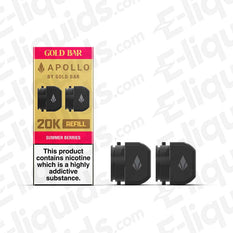 Gold Bar Apollo Prefilled Pods pack with Summer Berries flavor, designed for 20K AIO pod kit, offering smooth vaping.