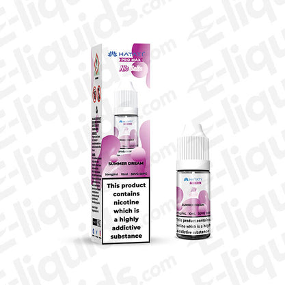 Summer Dream Nic Salt E-liquid by Hayati Pro Max in a 10mg bottle, showcasing its tropical fruit flavor and smooth vape experience.