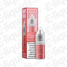 Sweet Strawberry Lemonade Nic Salt E-liquid by Pod Salt in a 10ml bottle, showcasing vibrant packaging.