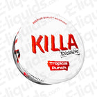 Killa Tropical Punch Exclusive nicotine pouch can featuring tropical fruit flavor and premium quality. 16.5mg/g nicotine.