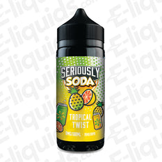 Tropical Twist Seriously Soda E-liquid by Doozy Vape Co, featuring pineapple and grapefruit flavors in a 100ml shortfill bottle.